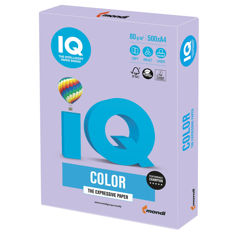 картинка Бумага для офисной техники цветная A4 IQ color LA12 умеренно-интенсив (тренд) бледно-лиловая 80г/м2, 500л/пачка магазина КанАрт Екатеринбург