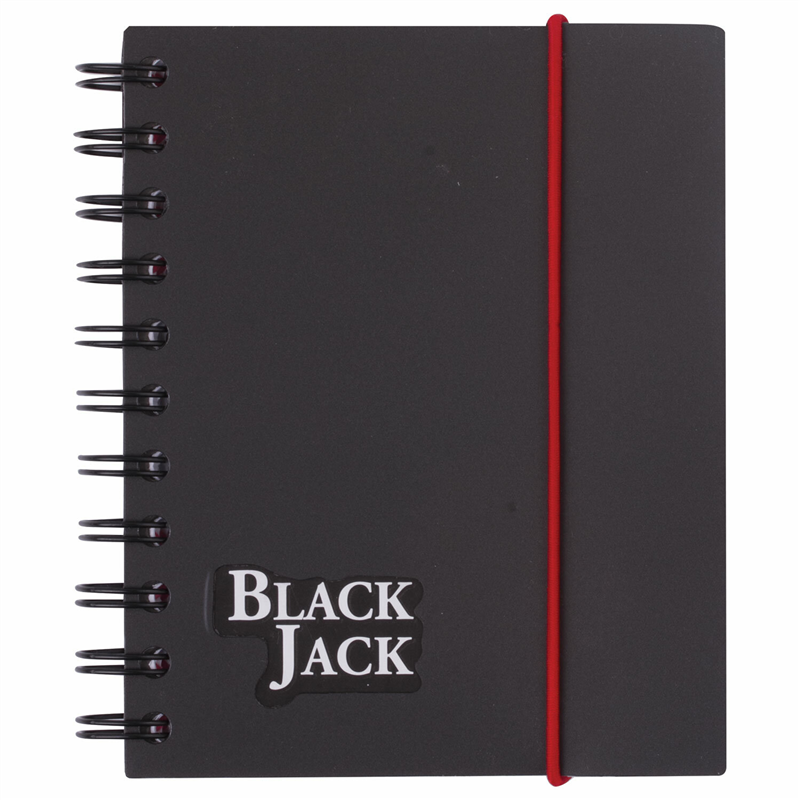 картинка Записная книжка A6 150л клетка Brauberg 125388 "Black Jack", 4 разделителя, спираль, пластиковая обложка, резинка магазина КанАрт Екатеринбург
