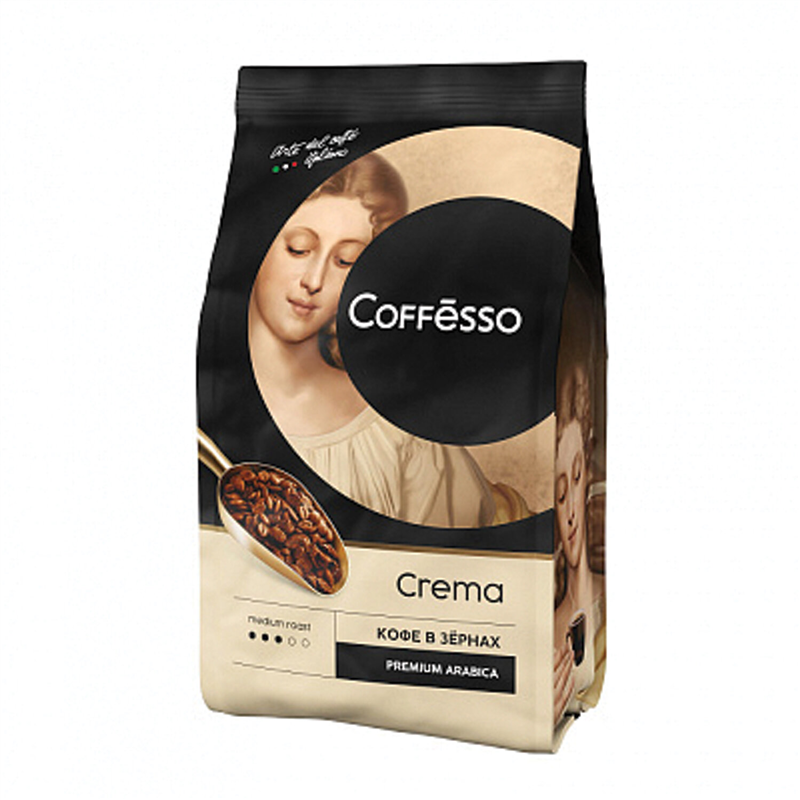картинка Кофе в зернах 1кг Coffesso 101214 "Crema", вакуумная упаковка, магазина КанАрт Екатеринбург