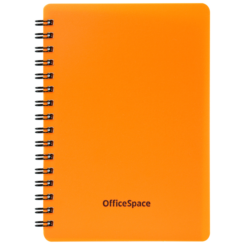 картинка Записная книжка A6 60л клетка OfficeSpace Зк6к60грП_35417 "Neon", спираль, пластиковая обложка, оранжевая магазина КанАрт Екатеринбург