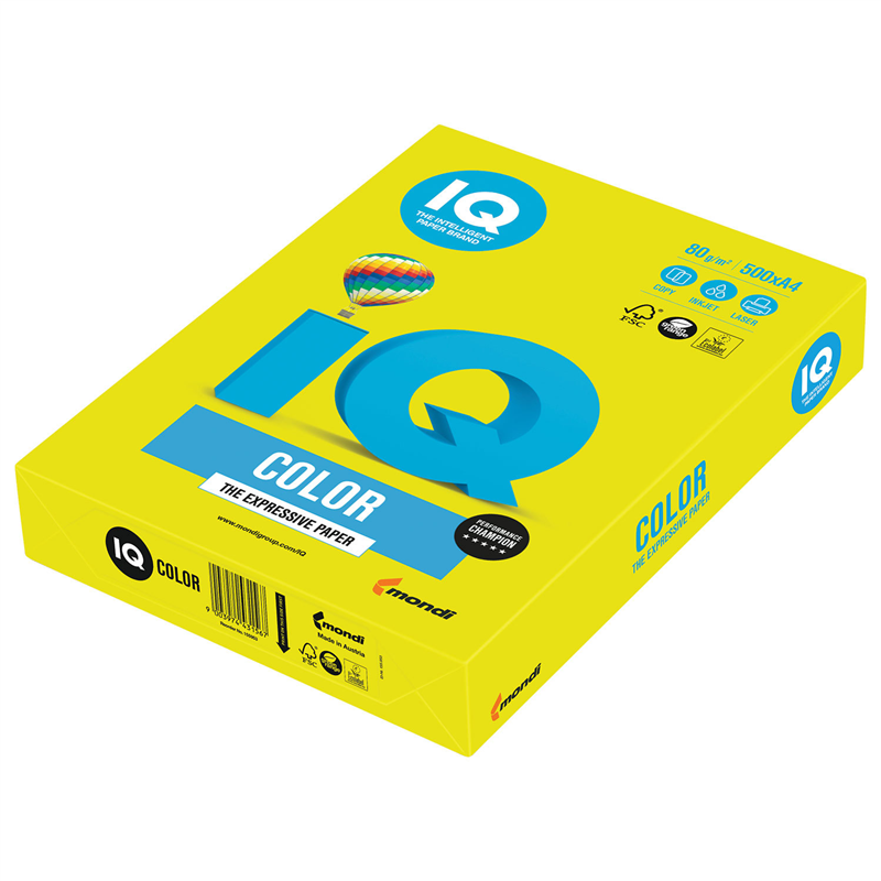 картинка Бумага для офисной техники цветная A4 IQ color NEOGB неон желтая, 80г/м2, 500л/пачка магазина КанАрт Екатеринбург