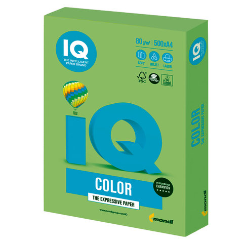 картинка Бумага для офисной техники цветная A4 IQ color LG46 интенсив зеленая липа, 80г/м2, 500л/пачка магазина КанАрт Екатеринбург
