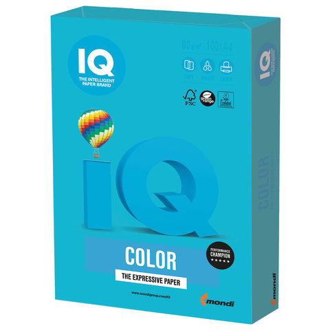картинка Бумага для офисной техники цветная A4 IQ color AB48 интенсив светло-синяя, 80г/м2, 100л/пачка магазина КанАрт Екатеринбург