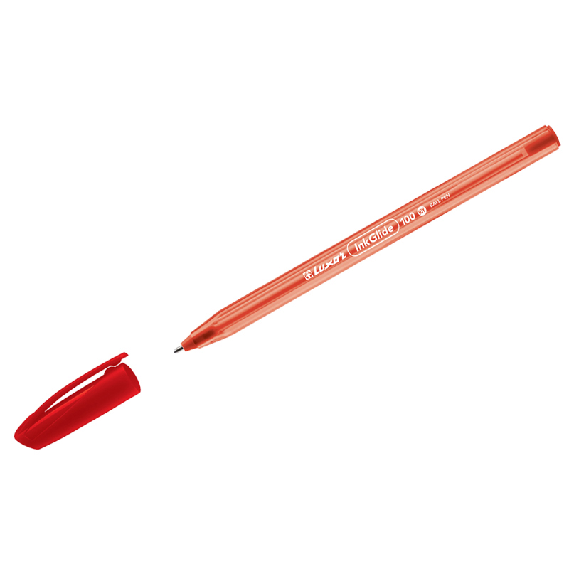 картинка Ручка шариковая масляная Luxor 16703/12 Bx "InkGlide 100 Icy", трехгранная, узел 0.7мм, линия 0.5мм, красные чернила магазина КанАрт Екатеринбург