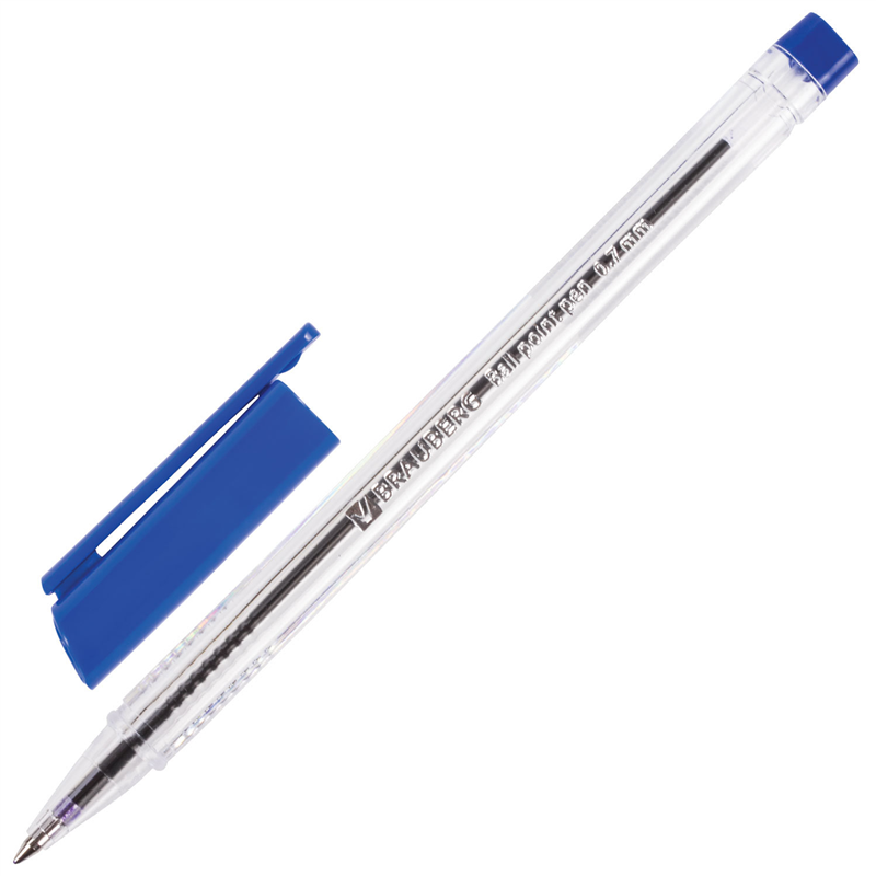 картинка Ручка шариковая Brauberg 141707, трехгранная, узел 0.7мм, линия 0.3мм, синие чернила магазина КанАрт Екатеринбург