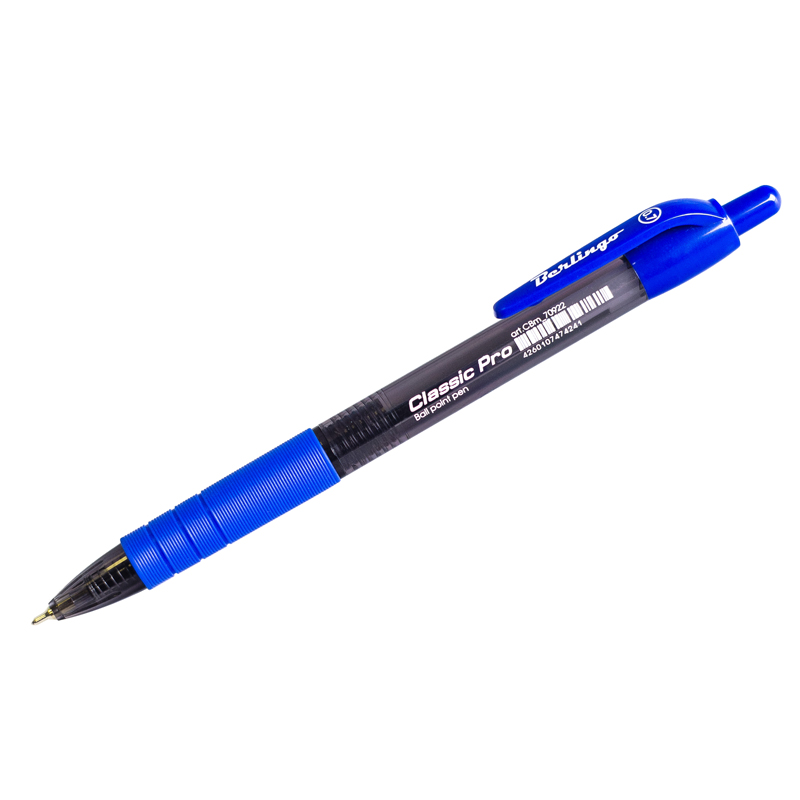 картинка Ручка шариковая масляная автоматическая Berlingo CBm_70922 "Classic Pro", манжета, узел 0.7мм, линия 0.32мм, синие чернила магазина КанАрт Екатеринбург