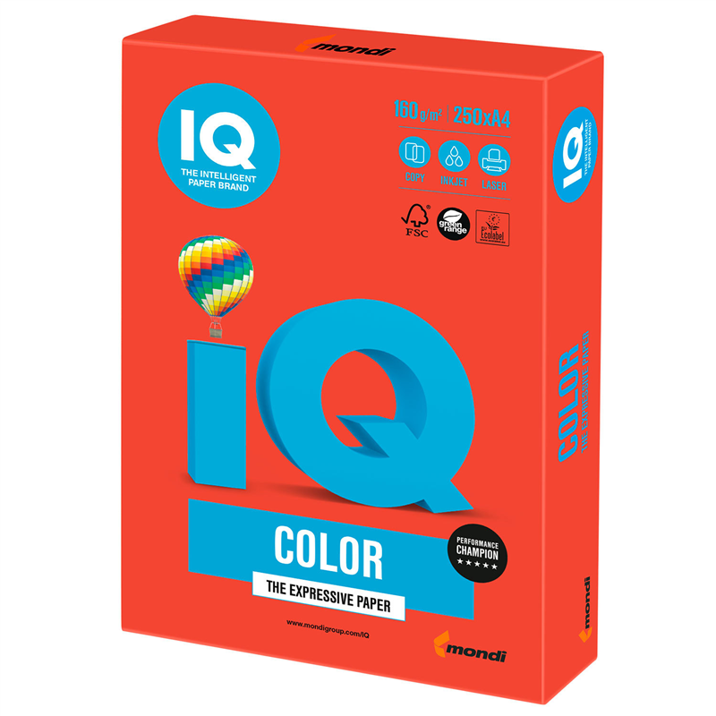 картинка Бумага для офисной техники цветная A4 IQ color CO44 интенсив кораллово-красная, 160г/м2, 250л/пачка магазина КанАрт Екатеринбург