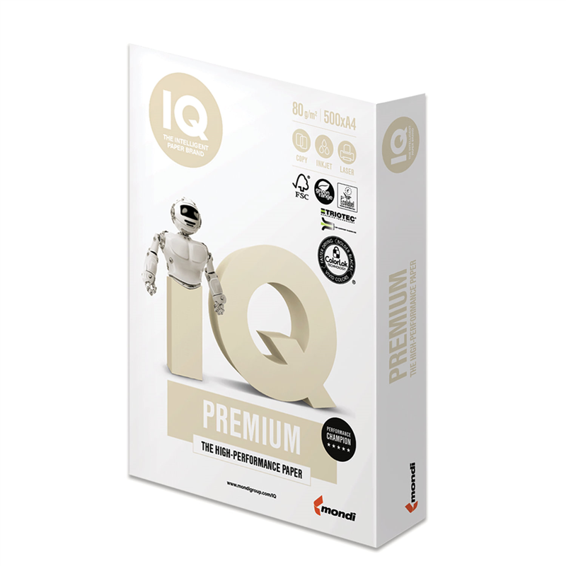картинка Бумага для офисной техники A4 IQ Premium, класс A+, 80г/м2, белизна 170%CIE, 500л/пачка магазина КанАрт Екатеринбург